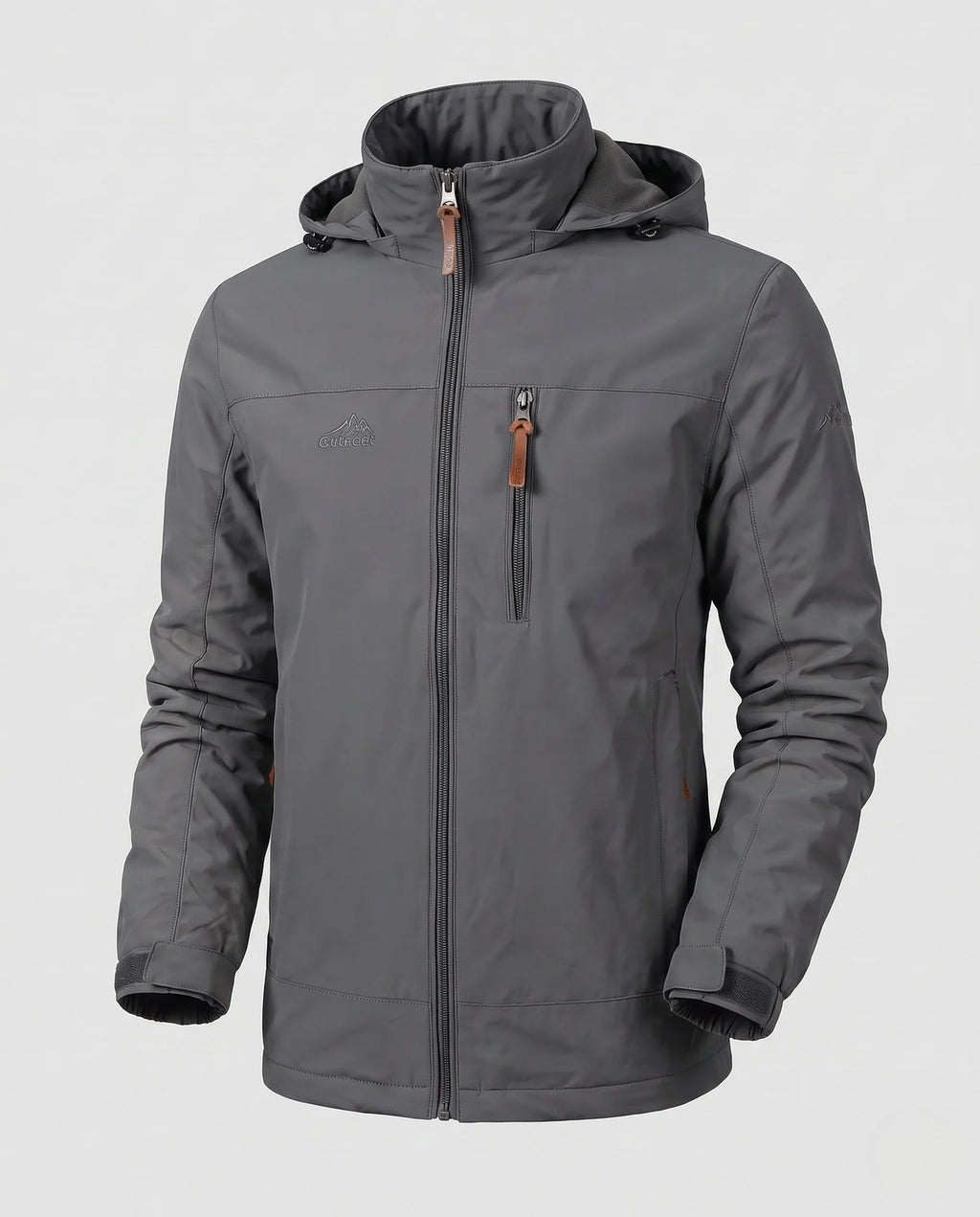 Grey Men's Everyday Softshell Jacket with Hooded Design & Zip Pockets