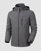 Grey Men's Everyday Softshell Jacket with Hooded Design & Zip Pockets