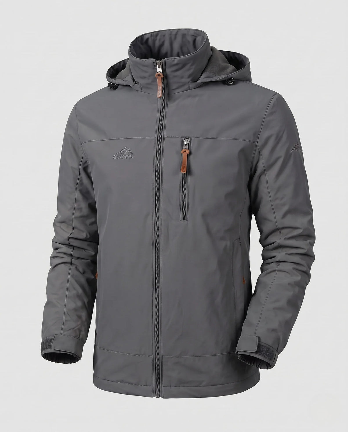 Grey Men's Everyday Softshell Jacket with Hooded Design & Zip Pockets