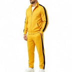 Men's Tracksuit Set with Contrast-Stripe Zip Jacket & Jogging Pants