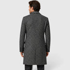 Men's V Neck Trench Coat with Single-Breasted Tailored Fit - Back Detail