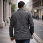 Men's Waterproof Coat with Lightweight Lining & Regular Fit - Back View Street