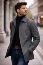 Men's Waterproof Coat with Lightweight Lining & Regular Fit - Side Profile Street