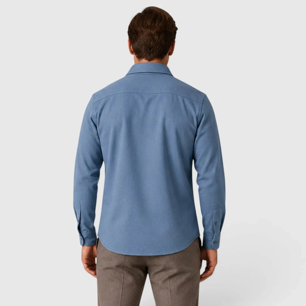 Men's Slim Fit Overshirt with Mandarin Collar & Chest Pockets