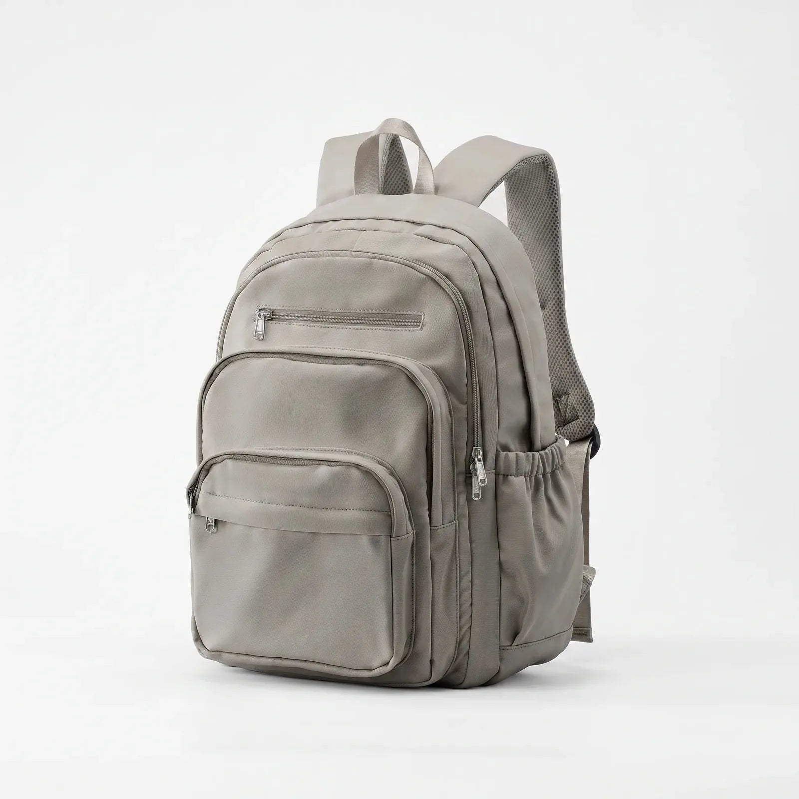 Beige Women's Multi Pocket School Backpack with Adjustable Straps & Zip Front Pockets — Jada