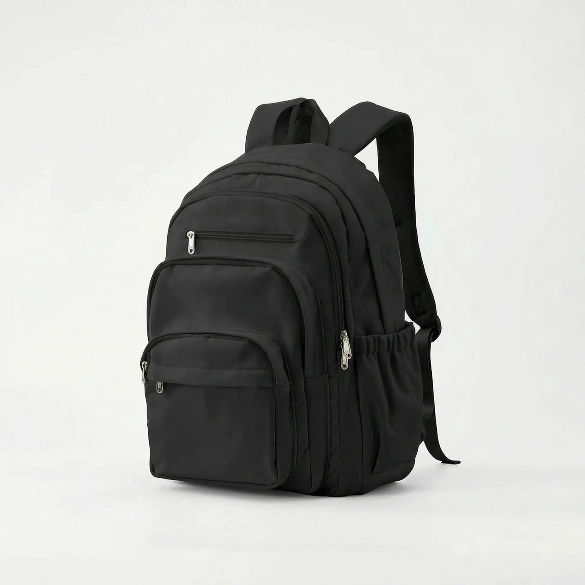 Black Women's Multi Pocket School Backpack with Adjustable Straps & Zip Front Pockets — Jada