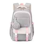 Grey Women's Multi Pocket School Backpack with Padded Mesh Straps — Erin