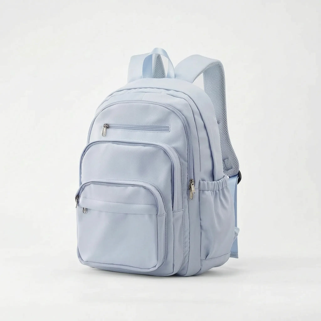 Milky Women's Multi Pocket School Backpack with Adjustable Straps & Zip Front Pockets — Jada - Blue