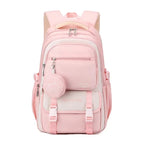 Pink Women's Multi Pocket School Backpack with Padded Mesh Straps — Erin
