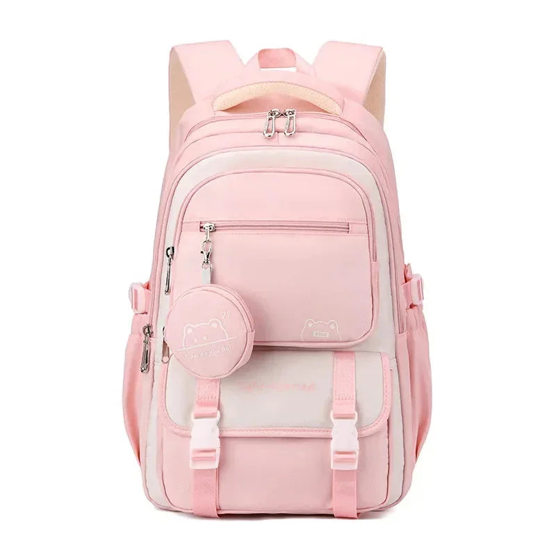Pink Women's Multi Pocket School Backpack with Padded Mesh Straps — Erin