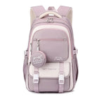 Purple Women's Multi Pocket School Backpack with Padded Mesh Straps — Erin - Front Full