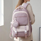 Purple Women's Multi Pocket School Backpack with Padded Mesh Straps — Erin