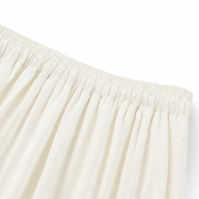 Ivory Women's Wide-Leg Two-Piece Set — May Linen One-Shoulder Batwing - Waistband Detail