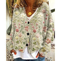 Women's Floral Open-Front Cardigan with Relaxed Fit & Long Sleeves — Melissa