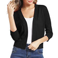 Women's Open Front Cropped Cardigan with Three-Quarter Sleeves — Madeline