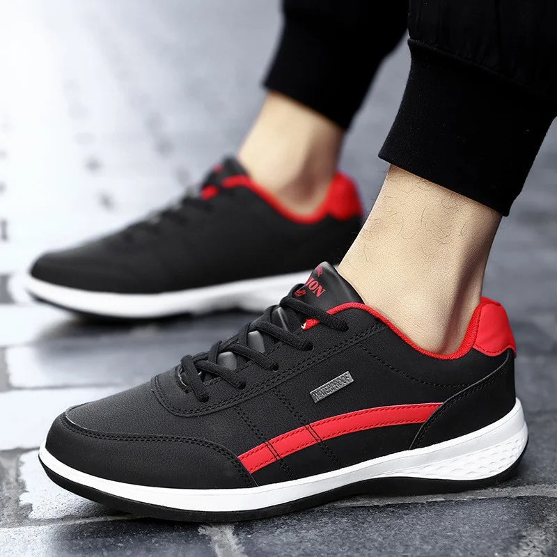 Multicolor Men's Orthopedic Comfort Shoes — Milo Cushioned Lace-Up Sneakers - Angled Detail