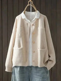 Women's Button-Front Knit Cardigan — Sonia Pocket Detail Oversized