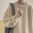 Apricot Women's Oversized Sweater with Crew Neckline & Ribbed Cuffs