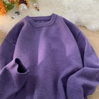 Lilac Women's Oversized Sweater with Crew Neckline & Ribbed Cuffs
