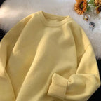 Yellow Women's Oversized Sweater with Crew Neckline & Ribbed Cuffs