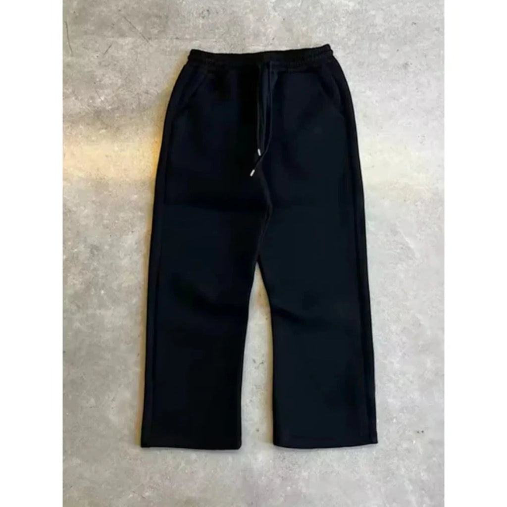 Men's Oversized Tracksuit with Drawstring Hood & Ribbed Cuffs - Flat Lay Pants