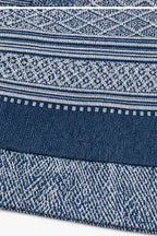 Women's Patchwork Knit Blouse with Denim Collar & Long Sleeves - Fabric Detail