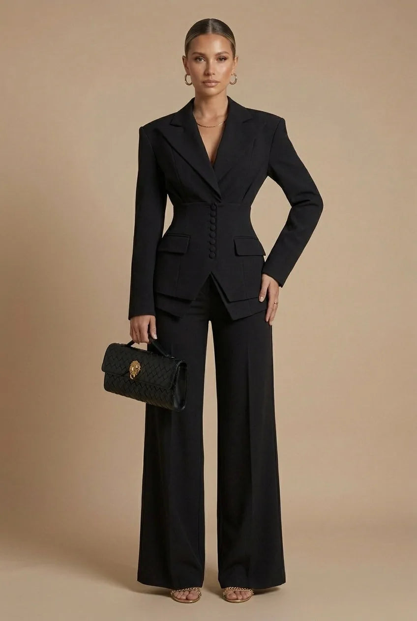 Scarlett | Elegant Tailored Two Piece Suit with Peaked Lapel