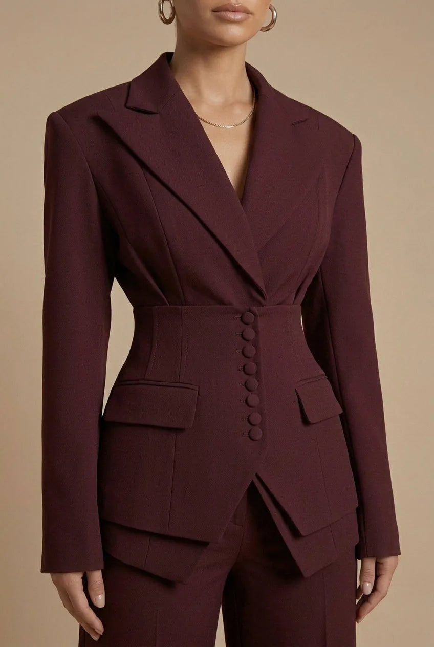 Scarlett | Elegant Tailored Two Piece Suit with Peaked Lapel