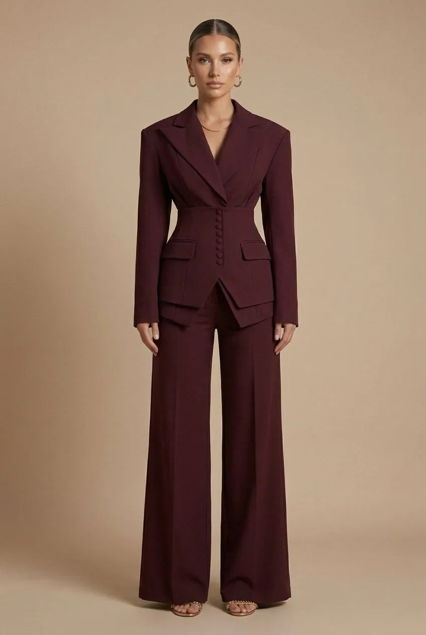 Scarlett | Elegant Tailored Two Piece Suit with Peaked Lapel