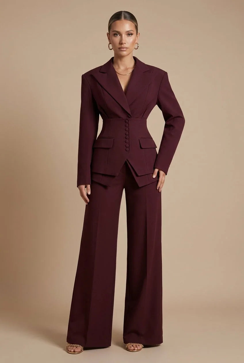 Scarlett | Elegant Tailored Two Piece Suit with Peaked Lapel