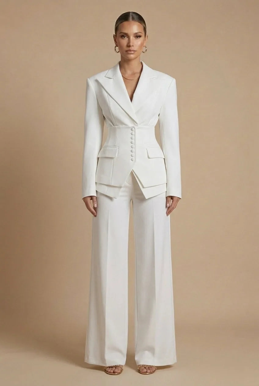 Scarlett | Elegant Tailored Two Piece Suit with Peaked Lapel