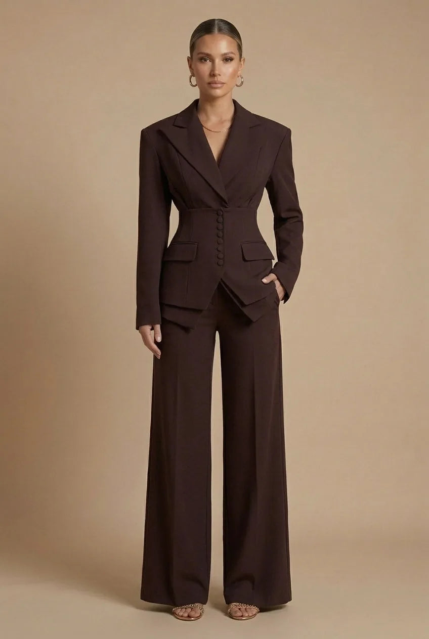 Scarlett | Elegant Tailored Two Piece Suit with Peaked Lapel