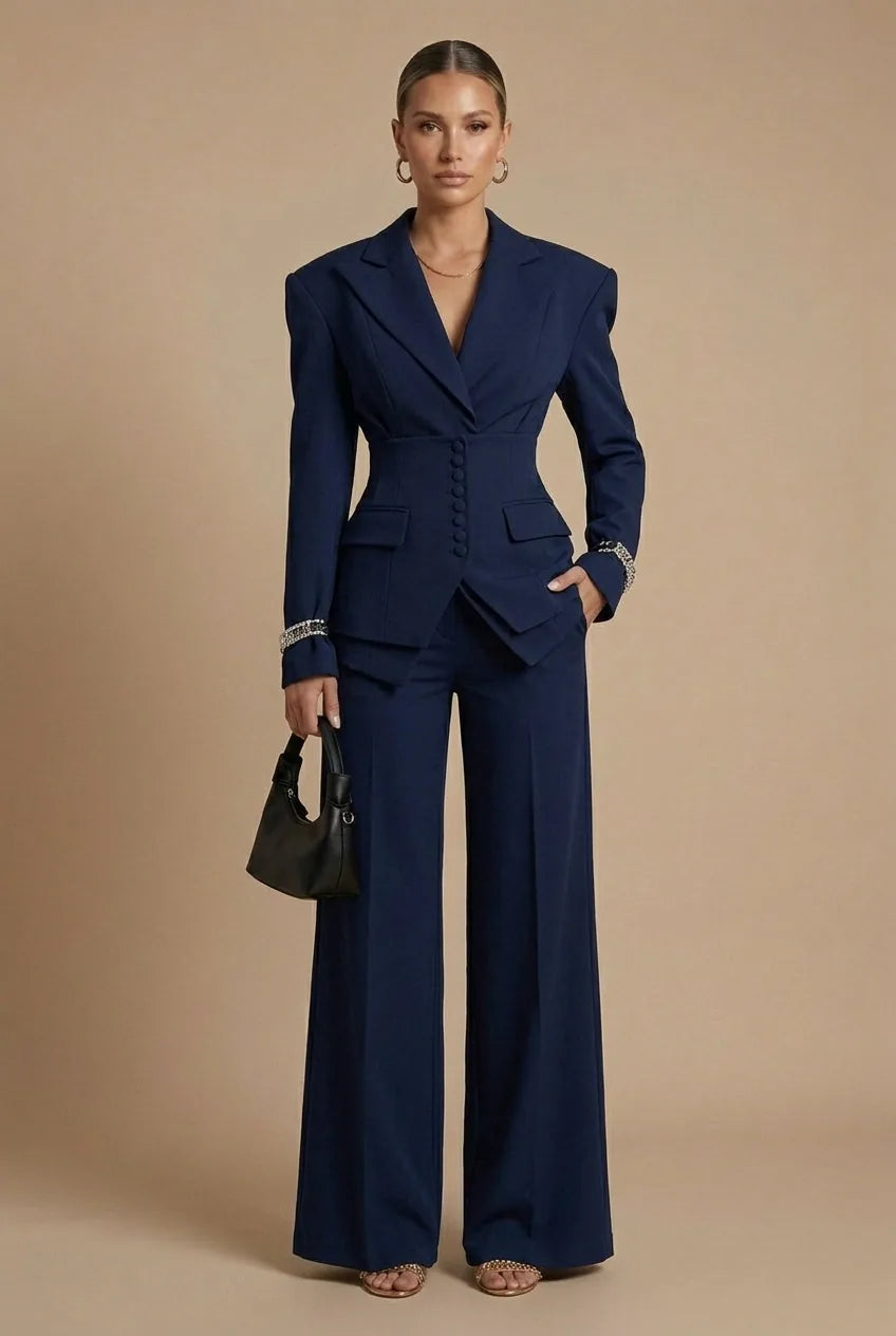 Scarlett | Elegant Tailored Two Piece Suit with Peaked Lapel
