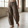 Women's Leopard Barrel Jeans — Madeline Relaxed Mid-Rise Pockets
