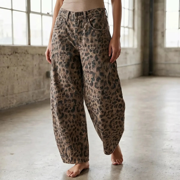 Leopard Women's Leopard Barrel Jeans — Madeline Relaxed Mid-Rise Pockets - Front Full