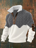 Men's Quarter-Zip Sweater — Leo Zip-Up Sherpa Collar Colorblock