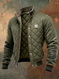 Men's Quilted Bomber Jacket with Standup Collar & Snap Button Closure — Jack