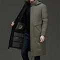 Men's Quilted Winter Coat with Hooded Design & Relaxed Long Fit — Elliot