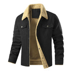 Men's Quilted Jacket with Faux Fur Collar & Chest Pockets