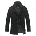 Men's Quilted Wool Coat with Stand Collar & Zip Front — Luke