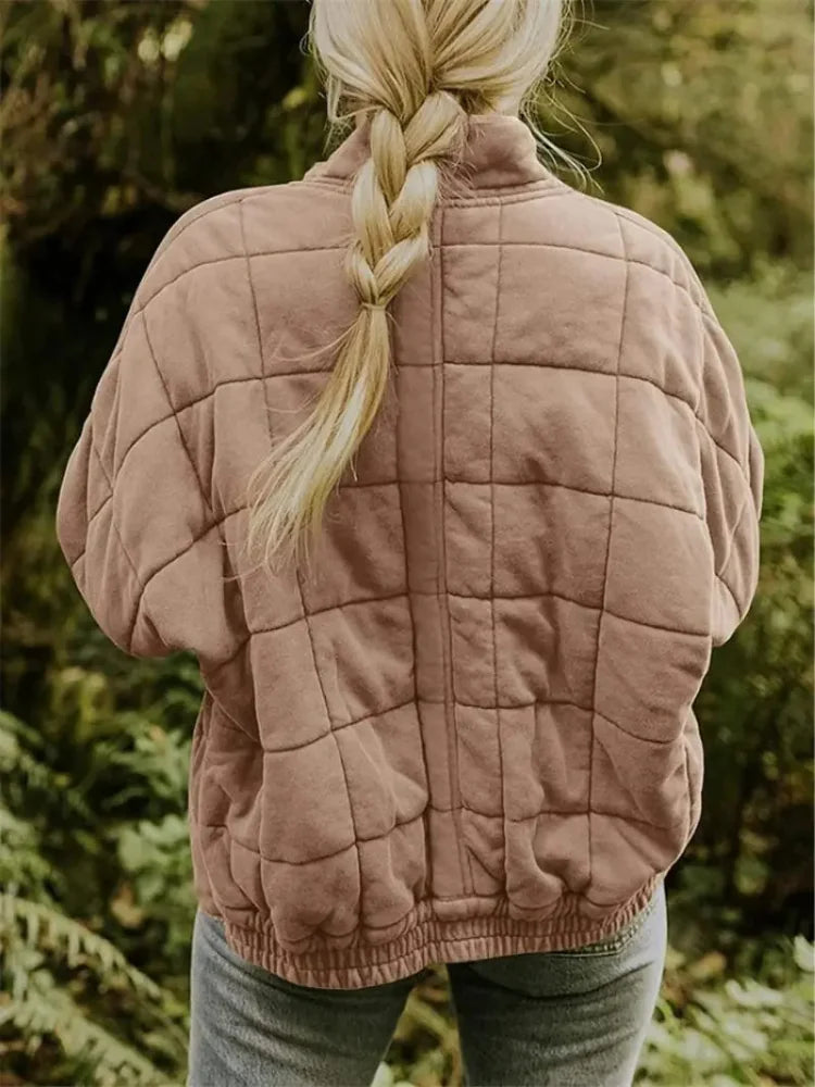 Women's Quilted Jacket with Zip Pockets & Relaxed Fit - Back Lifestyle
