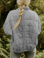 Women's Quilted Jacket with Zip Pockets & Relaxed Fit - Back Side