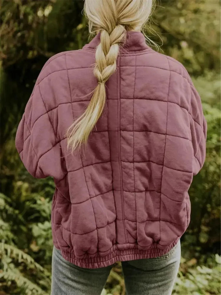 Women's Quilted Jacket with Zip Pockets & Relaxed Fit - Back Outdoor
