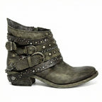 Women's Vintage Chain Boots with Studded Buckle Straps for a Relaxed Fit — Mae