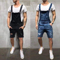 Men's Ripped Denim Overalls — James Relaxed-Fit Removable-Strap Pockets