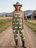 Women's Embroidered Rooster Jumpsuit — Ellen Relaxed-Fit Pocketed Cuffed