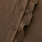 Chocolate Women's Sleeveless V-Neck Blouse — Natalie Lightweight Ruffle Peplum - Close Up Button