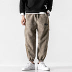 Men's Jogger Pants with Sherpa Lining & Striped Side Panels - Front Full