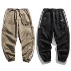 Men's Jogger Pants with Sherpa Lining & Striped Side Panels - Flat Lay Comparison