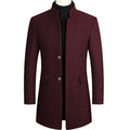 Men's Single-Breasted Overcoat with Stand Collar — Silas